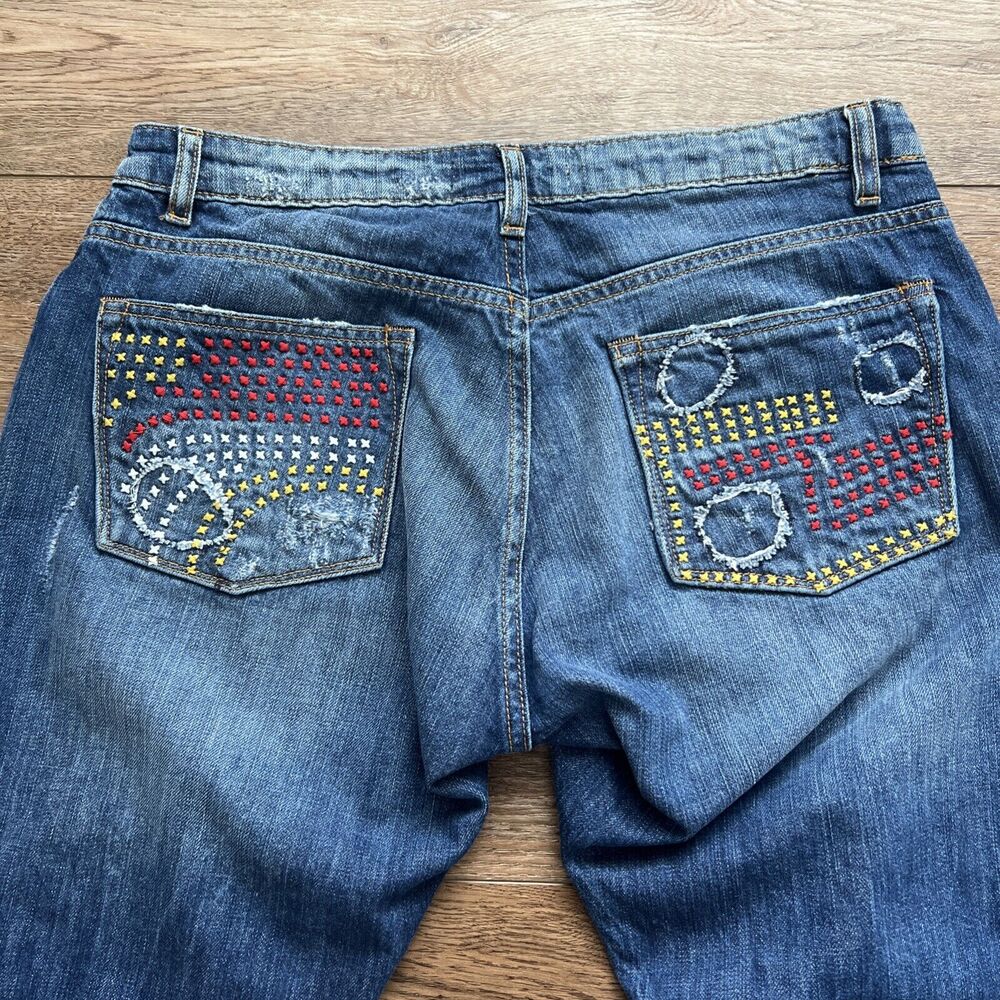 Artisan De Luxe Jean Women 28* Embroidered Distressed Ankle Mid-Rise Boho Hippie - Picture 9 of 12